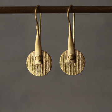 Artisan Crafted Geometric Round Gold Disc Earrings - Bold & Textured • Statement Jewelry • Gift For Woman Wife Girlfreind
